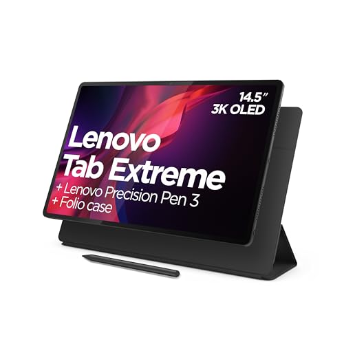 Lenovo Tab Extreme Tablet mit 36,5 cm (14,5 Zoll), 3K OLED (MediaTek Dimensity 9000, 12 GB RAM, 256 GB erweiterbar auf 1 TB, 8 Lautsprecher, WiFi 6E+Bluetooth 5.3, Android 13) Precision Pen 3 Hülle - von Lenovo