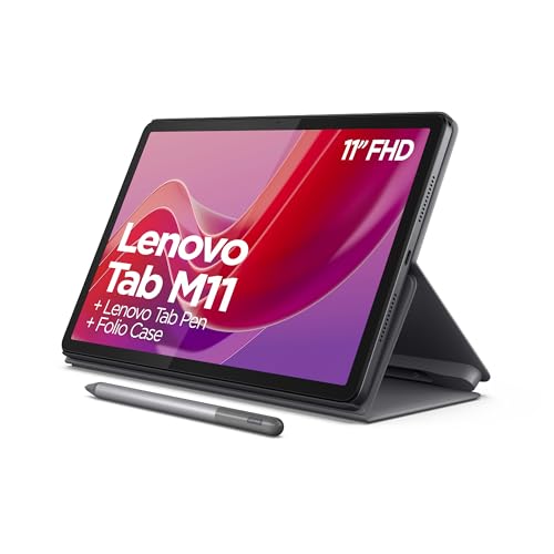 Lenovo Tab M11 Tablet, 27,9 cm (11 Zoll), MediaTek Helio G88, 8 GB RAM, 128 GB, erweiterbar auf 1 TB, 4 Lautsprecher, WLAN, Bluetooth, Android 13, Mondgrau, inklusive Hülle und Tab Pen von Lenovo