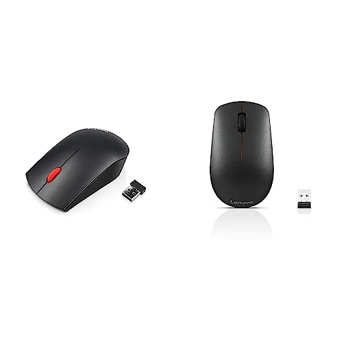 Lenovo ThinkPad Essential Wireless Mouse - Black 4X30M56887 & 400 kabellose Maus - beidhändiges Design, Nano-USB-Anschluss, kompatibel mit Windows-Laptops und PCs, Schwarz von Lenovo