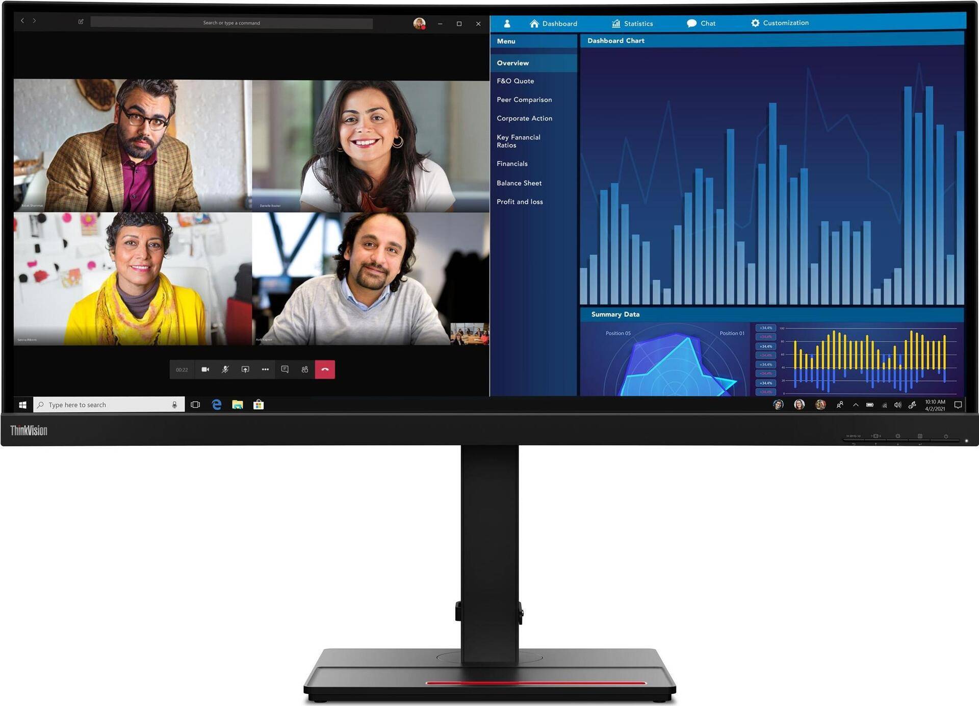 Lenovo ThinkVision P34w-20 - LED-Monitor - gebogen - 86.7 cm (34.14) - 3440 x 1440 UWQHD - IPS - 300 cd/m² - 1000:1 - 4 ms - 2xHDMI, 2xDisplayPort, USB-C - Lautsprecher - Raven Black [Energieklasse F] (63F2RAT3EU) von Lenovo