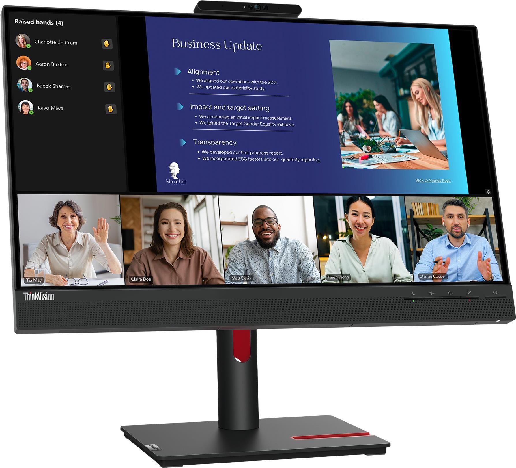 Lenovo ThinkVision T24v-30 60,5 cm (23.8 ) LED-Monitor 1920 x 1080 Pixel Full HD LED Schwarz [Energieklasse E] (63D8MAT3EU) von Lenovo
