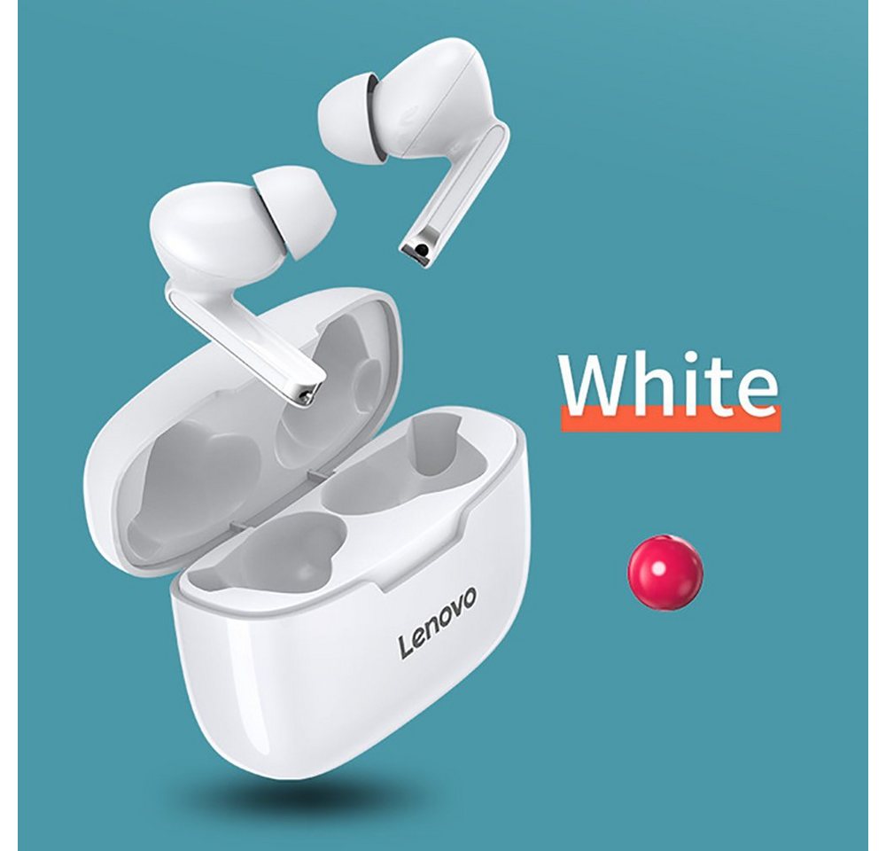 Lenovo XT90 mit Touch-Steuerung Bluetooth-Kopfhörer (True Wireless, Siri, Google Assistant, Bluetooth 5.0, kabellos, Stereo-Ohrhörer mit 300 mAh Kopfhörer-Ladehülle - Weiß) von Lenovo