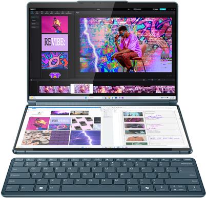 Lenovo Yoga Book 9 13IMU9 Intel Core Ultra 7 155U 33,8 cm (13.3) Touchscreen 2.8K 16 GB LPDDR5x-SDRAM 1 TB SSD Wi-Fi 6E (802.11ax) Windows 11 Home Türkis (83FF001VGE) von Lenovo