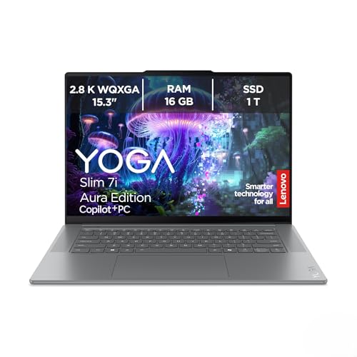 Lenovo Yoga Slim 7 Aura Laptop | Copilot+ PC | 15,3" 2.8K Display | Intel Core 7 Ultra 256V | 16GB RAM | 1TB SSD | Intel Grafik | Windows 11 Home | QWERTZ | grau | 2 Jahren Premium Care von Lenovo