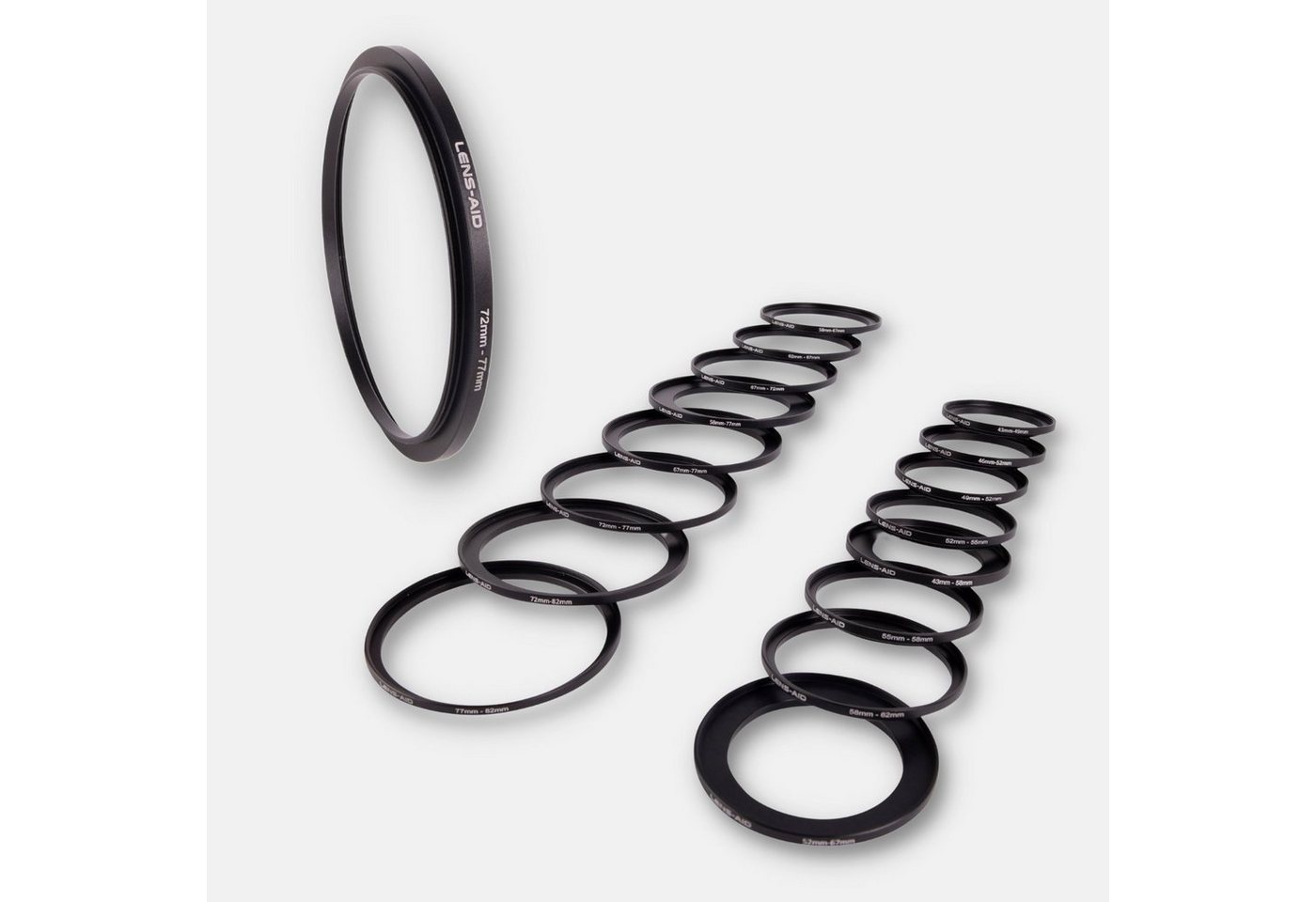 Lens-Aid Objektivring Step-Up Ring Filter-Adapter Objektiv 43mm > Filter 49mm (43-49mm), flache Bauform, für DSLR, Systemkameras, Spiegelreflexkameras von Lens-Aid