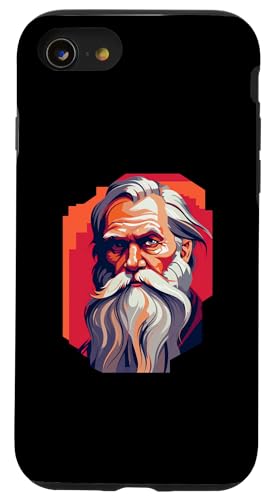 Leo Tolstoi 90er Jahre Retro Hülle für iPhone SE (2020) / 7 / 8 von Leo Tolstoy Art Style Literature and Philosophy