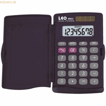 Leo Taschenrechner 8-stellig Batterie/Solar schwarz von Leo