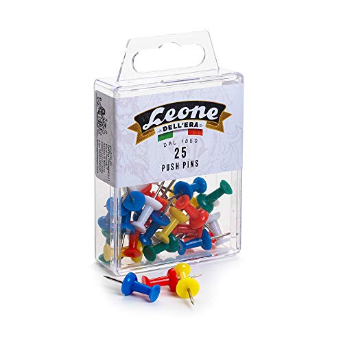 25 Pins mit farbigem Turm "Push Pins" (1,15 x 23) - Aufhängungsbox - Löwe Dell'Era Made in Italy von Leone Dell'Era