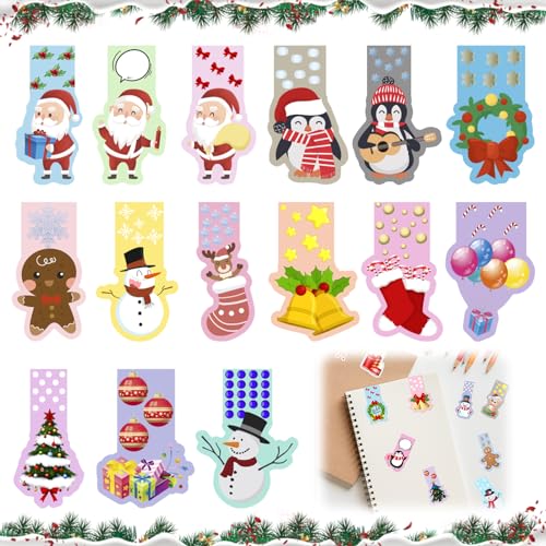 Lesezeichen Kinder, 30 Stück Weihnachten Magnetische Lesezeichen, Farblesezeichen Magnetisch Kinder, Magnetische Seiten Weihnachtsmotiv Lesezeichen Personalisiert für Weihnachtsgeschenke Zuhause Büro von Leonshco