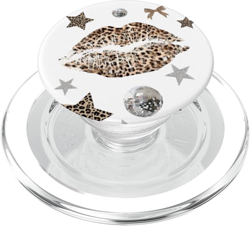 Leopard Kiss Lippenstift Gepard Star Discokugel Y2K Collage PopSockets PopGrip für MagSafe von Leopard Print Kiss Lipstick Cheetah Star