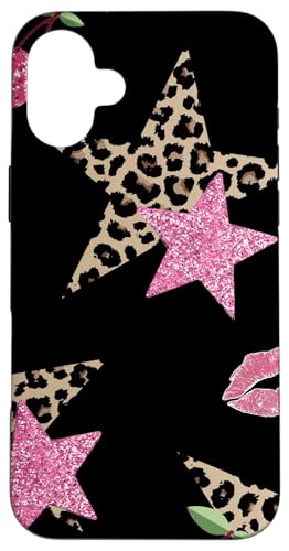 Leopard & Pink Star Mosaik Kirsche Discokugel Y2K Sterne Hülle für iPhone 16 Plus von Leopard & Pink Star Mosaic Cherry Disco Y2K
