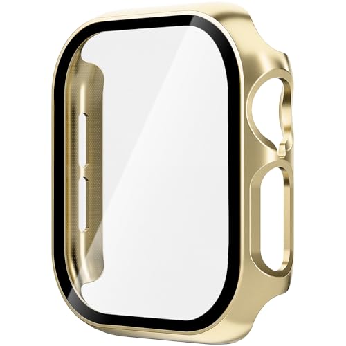 Leotop Kompatibel mit Apple Watch 46mm Series 10 (2024) Hülle, Ultradünne PC Matt Case, Schlankes Stoßstange mit Glas Displayschutz Abdeckung. (Gold, 46mm Series 10 (2024)) von Leotop