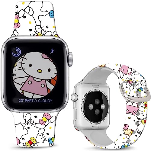 Leotop Kompatibel mit Apple Watch Band Hello Kt Sweet Pink 49mm 45mm 44mm 42mm,Soft Silikon Kawaii Nette Sport Armband Kompatibel mit iWatch Ultra Serie 9 8 7 6 5 4 3 2 1 SE/SE 2 für Kinder Frauen. von Leotop