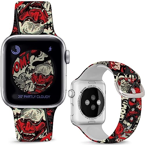 Leotop Kompatibel mit Apple Watch Band Horror Ghost Face Rot 38mm 40mm 41mm, Soft Silikon Sport Fancy Armband Kompatibel mit iWatch Serie 9 8 7 6 5 4 3 2 1 SE/SE 2 für Kinder Männer Frauen. von Leotop