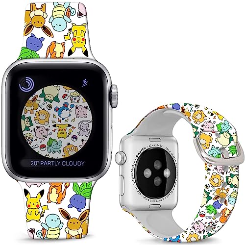 Leotop Kompatibel mit Apple Watch Band Pikac Sea Turtle Anime 38mm 40mm 41mm weiches Silikon Fancy Armband Kompatibel mit iWatch Serie 9 8 7 6 5 4 3 2 2 1 SE/SE 2 Kinder Mädchen Frauen. von Leotop