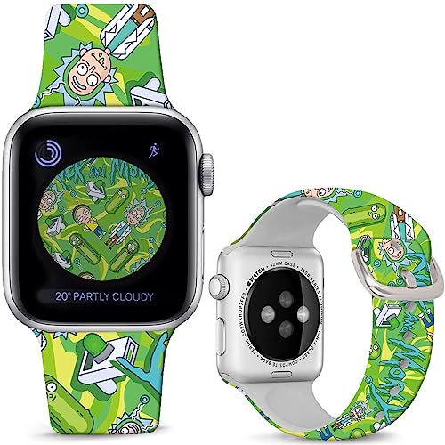 Leotop Kompatibel mit Apple Watch Band Rick und Morty 42mm 44mm 45mm/iWatch Ultra 49mm Soft Silikon Magic Fancy Armband Kompatibel mit iWatch SE/SE 2 Serie 9 8 7 6 5 4 3 2 1 Kinder Männer Frauen. von Leotop