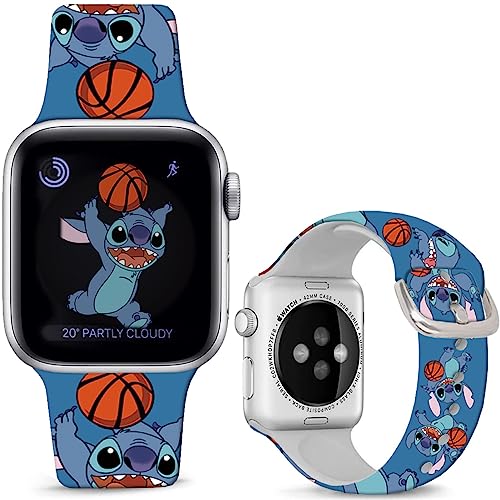Leotop Kompatibel mit Apple Watch Band Stitch Blue Basketball 38mm 40mm 41mm, Soft Silikon Sport Fancy Armband Kompatibel mit iWatch Serie 9 8 7 6 5 4 3 2 1 SE/SE 2 für Kinder Männer Frauen. von Leotop