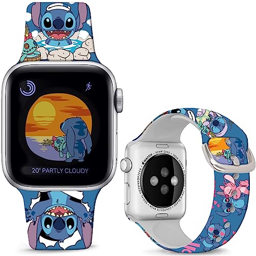 Leotop Kompatibel mit Apple Watch Band Stitch Holiday Pink Paar 38mm 40mm 41mm Weiche Silikon Magic Fancy Armband Kompatibel mit iWatch Serie 9 8 7 6 5 4 3 2 2 1 SE/SE 2 Kinder Mädchen Frauen. von Leotop