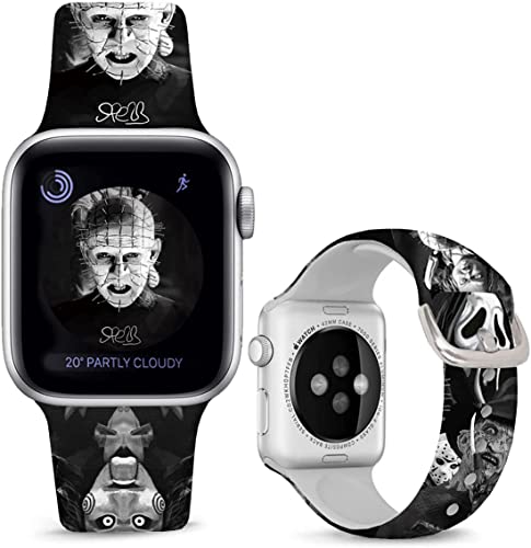 Leotop Kompatibel mit Apple Watch Bands Pinhead 41mm 40mm 38mm Chucky Cartoon Band Ersatz Strap Weiche Silikon Design Sportbänder für iWatch Serie SE/SE2 8 7 6 5 4 3 2 1(41/40/38mm,Schwarz-Pinhead) von Leotop