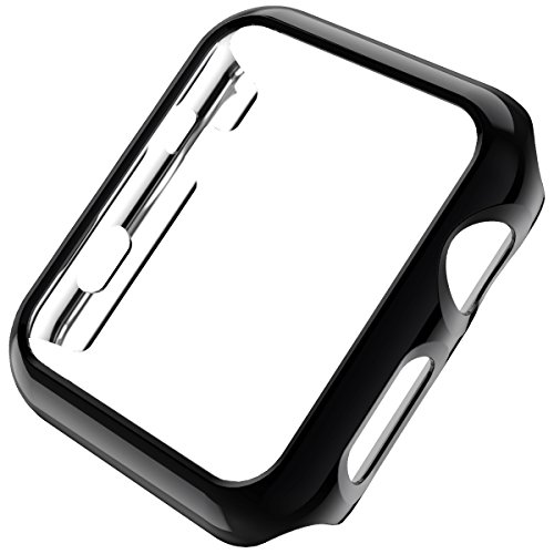 Leotop Kompatibel mit Apple Watch Case 40mm 44mm, Super Thin PC Plated Bumper Protector Glänzendes Cover Leichte Slim Shell Stoßfester Rahmen Zubehör (Schwarz, 40 mm) von Leotop