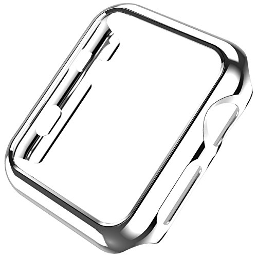 Leotop Kompatibel mit Apple Watch Case 42mm Series 10 (2024), Super Thin PC Plated Bumper Protector Glänzendes Cover Leichte Slim Shell Stoßfester Rahmen Zubehör. (Silber, 42mm Series 10 (2024)) von Leotop