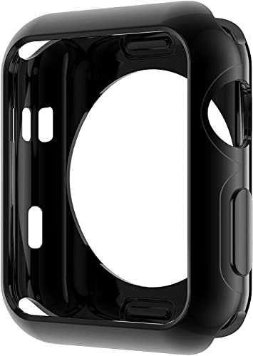 Leotop Kompatibel mit Apple Watch Hülle 44 mm 40 mm, weich, flexibel, TPU-beschichtet, glänzend, leicht, dünn, stoßfest, Rahmen, kompatibel mit iWatch Serie 6 5 4 SE (40 mm, Schwarz) von Leotop