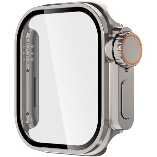 Leotop Kompatible Apple Watch Serie 6/5/4 SE 2 44mm Privacy Screen Protector Case [Sieht aus wie Apple Watch Ultra Style Case] Ultradünne PC Matte Glas Displayschutzfolie Case. (Titan, 44mm) von Leotop