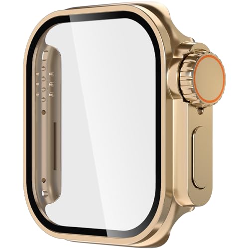 Leotop Kompatible Apple Watch Series 9/8/7 45mm Privacy Screen Protector Case [Sieht aus wie Apple Watch Ultra Style Case] Ultradünne PC Matte Glas Displayschutzfolie Case. (Gold, 45mm Series 9/8/7) von Leotop