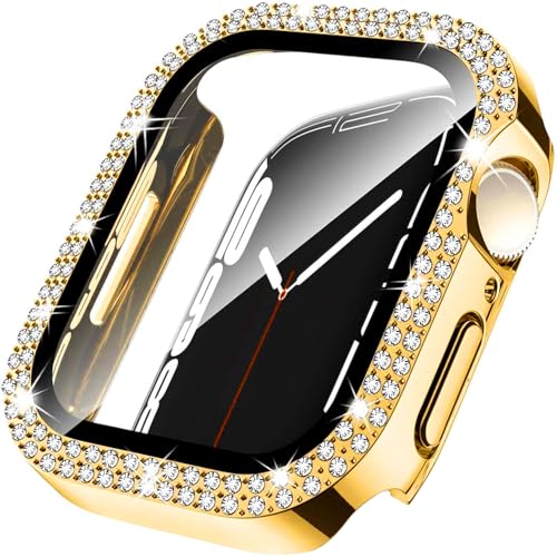 Leotop Schutzhülle für Apple Watch, 46 mm, mit eingebautem gehärtetem Glas für iWatch Serie 10, PC-beschichtet, harter Stoßfänger, glitzernde Kristall-Diamanten, Abdeckrahmen für Damen und Mädchen Leotop Schutzhülle für Apple Watch, 46 mm, mit eingebautem gehärtetem Glas für iWatch Serie 10, PC-beschichtet, harter Stoßfänger, glitzernde Kristall-Diamanten, Abdeckrahmen für Damen und Mädchen von Leotop