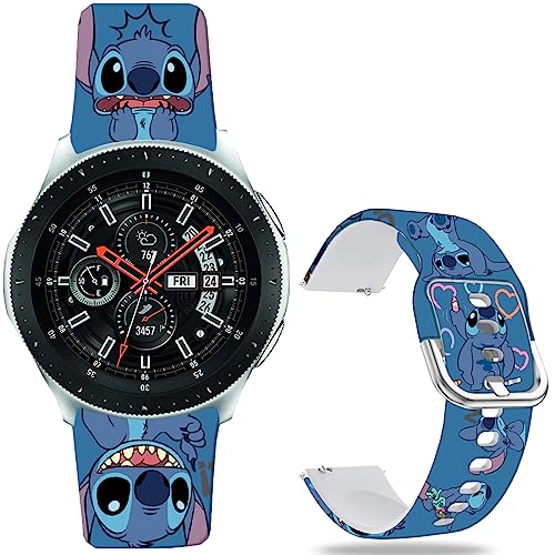 Leotop Stitch Art 22mm Bänder kompatibel mit Samsung Galaxy Watch 46mm/Watch 3 45mm/Gear S3 Frontier/Classic/Pebble Time/Garmin Vivoactive 4/Fossil Q Soft Silikon Magic Fancy Strap. von Leotop