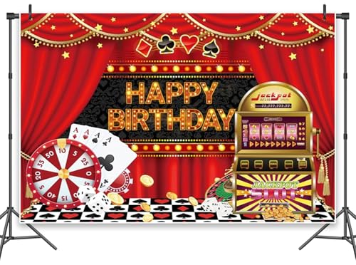 Leowefowa Casino Themed Happy Birthday Party Dekoration Supplies 3 x 2,4 m Vinyl Poker Würfel Rot Vorhang Hintergründe für Fotoshooting, Geburtstag, Banner, Fotostudio, Fotohintergründe Leowefowa Casino Themed Happy Birthday Party Dekoration Supplies 3 x 2,4 m Vinyl Poker Würfel Rot Vorhang Hintergründe für Fotoshooting, Geburtstag, Banner, Fotostudio, Fotohintergründe von Leowefowa
