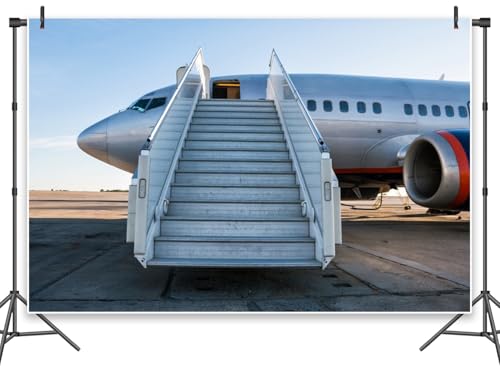 Leowefowa Flugzeug-Fotohintergründe für Fotoshootings, 3 x 2,4 m, Vinyl, Passagierflugzeug mit Einstiegsstufen am Flughafen, Schürze, Fotografie-Hintergrund, Foto-Requisiten Leowefowa Flugzeug-Fotohintergründe für Fotoshootings, 3 x 2,4 m, Vinyl, Passagierflugzeug mit Einstiegsstufen am Flughafen, Schürze, Fotografie-Hintergrund, Foto-Requisiten von Leowefowa