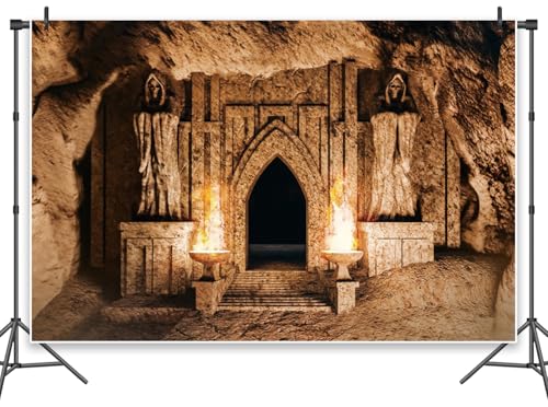 Leowefowa Fotohintergrund mit antikem Tempel, 3 x 2,4 m, Vinyl, alte unterirdische Höhle, Fotoshooting, Hintergrund, brennende Fackeln, mittelalterliches Schloss, Dungeon für Halloween, Party, Banner Leowefowa Fotohintergrund mit antikem Tempel, 3 x 2,4 m, Vinyl, alte unterirdische Höhle, Fotoshooting, Hintergrund, brennende Fackeln, mittelalterliches Schloss, Dungeon für Halloween, Party, Banner von Leowefowa