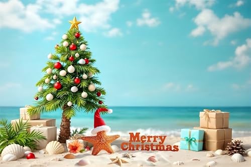 Leowefowa Fotoshooting-Hintergrund für Juli-Weihnachten, 3 x 2,4 m, Vinyl, Weihnachtsbaum-Party-Dekorationen, tropisches hawaiianisches Sommer-Banner, Geschenk für Geburtstag, Urlaub, Fotografie Leowefowa Fotoshooting-Hintergrund für Juli-Weihnachten, 3 x 2,4 m, Vinyl, Weihnachtsbaum-Party-Dekorationen, tropisches hawaiianisches Sommer-Banner, Geschenk für Geburtstag, Urlaub, Fotografie von Leowefowa
