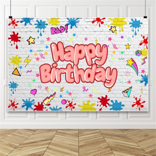 Leowefowa Happy Birthday-Hintergrund, 3 x 2,4 m, Vinyl, Ziegelmauer, Cartoon-Graffiti-Fotografie-Hintergrund, bunt, Kindergeburtstag, Party, Dekoration, Fotoautomaten-Hintergrund, Requisiten Leowefowa Happy Birthday-Hintergrund, 3 x 2,4 m, Vinyl, Ziegelmauer, Cartoon-Graffiti-Fotografie-Hintergrund, bunt, Kindergeburtstag, Party, Dekoration, Fotoautomaten-Hintergrund, Requisiten von Leowefowa