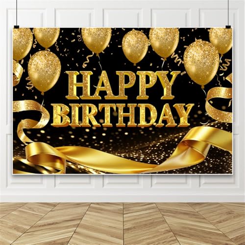 Leowefowa Happy Birthday Hintergrund 3 x 2,4 m Vinyl Schwarz Gold Fotografie Hintergrund Band Luftballons Geburtstag Party Dekoration Foto Booth Hintergrund Requisiten Leowefowa Happy Birthday Hintergrund 3 x 2,4 m Vinyl Schwarz Gold Fotografie Hintergrund Band Luftballons Geburtstag Party Dekoration Foto Booth Hintergrund Requisiten von Leowefowa