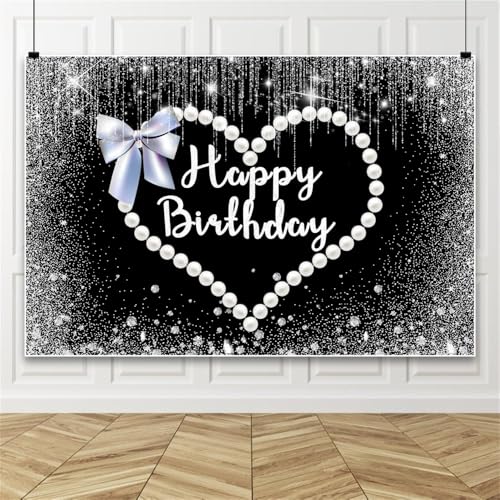 Leowefowa Happy Birthday Hintergrund 3 x 2,4 m Vinyl Schwarz Silber Glitzer Fotografie Hintergrund Herz Perle Fliege für Mädchen Frau Geburtstag Party Dekoration Foto Booth Hintergrund Requisiten Leowefowa Happy Birthday Hintergrund 3 x 2,4 m Vinyl Schwarz Silber Glitzer Fotografie Hintergrund Herz Perle Fliege für Mädchen Frau Geburtstag Party Dekoration Foto Booth Hintergrund Requisiten von Leowefowa
