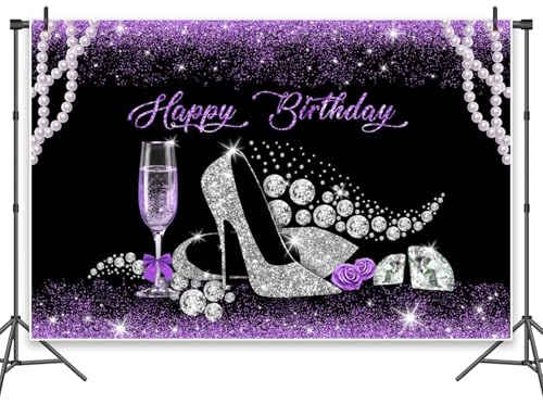 Leowefowa Happy Birthday Party Dekoration 3 x 2,4 m Vinyl Perle und Diomand Fotohintergrund High Heel Bild Hintergrund Fotoshooting Geschenk für Mädchen Banner Dekor Photo Booth Requisiten Leowefowa Happy Birthday Party Dekoration 3 x 2,4 m Vinyl Perle und Diomand Fotohintergrund High Heel Bild Hintergrund Fotoshooting Geschenk für Mädchen Banner Dekor Photo Booth Requisiten von Leowefowa