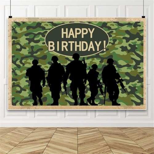 Leowefowa Hintergrund "Happy Birthday", Camouflage-Hintergrund, 3 x 2,4 m, Vinyl, Grün, Armee-Soldaten, Fotografie-Hintergrund, Militär, Geburtstag, Party, Dekoration, Fotoautomaten-Hintergrund Leowefowa Hintergrund "Happy Birthday", Camouflage-Hintergrund, 3 x 2,4 m, Vinyl, Grün, Armee-Soldaten, Fotografie-Hintergrund, Militär, Geburtstag, Party, Dekoration, Fotoautomaten-Hintergrund von Leowefowa