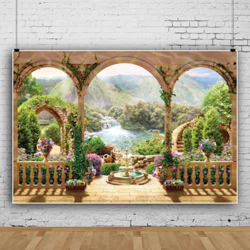 Leowefowa Hintergrund für Garten, Balkon, Blumen, 3 x 2,4 m, Vinyl, romantische Bögen, Fotografie-Hintergrund, Berg, Meer, Landschaft, Wasserfall, Hochzeit, Geburtstag, Party, Dekoration Leowefowa Hintergrund für Garten, Balkon, Blumen, 3 x 2,4 m, Vinyl, romantische Bögen, Fotografie-Hintergrund, Berg, Meer, Landschaft, Wasserfall, Hochzeit, Geburtstag, Party, Dekoration von Leowefowa