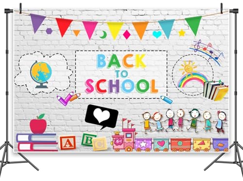 Leowefowa Hintergrund mit Aufschrift "Welcome Back to School", Vinyl, Party-Dekoration, Zubehör, weiße Ziegelwand, Tafel, Kindergarten, Online-Lehrer, Studenten, Studium zu Hause, Hintergrund für Leowefowa Hintergrund mit Aufschrift "Welcome Back to School", Vinyl, Party-Dekoration, Zubehör, weiße Ziegelwand, Tafel, Kindergarten, Online-Lehrer, Studenten, Studium zu Hause, Hintergrund für von Leowefowa
