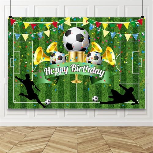Leowefowa Hintergrund mit Fußballfeld-Thema, "Happy Birthday", 3 x 2,4 m, Vinyl, Fußball, Rasen, Fotografie, Hintergrund, Sportspiel, Trophäen, Jungen, Mädchen, Kindergeburtstag, Party, Dekoration Leowefowa Hintergrund mit Fußballfeld-Thema, "Happy Birthday", 3 x 2,4 m, Vinyl, Fußball, Rasen, Fotografie, Hintergrund, Sportspiel, Trophäen, Jungen, Mädchen, Kindergeburtstag, Party, Dekoration von Leowefowa