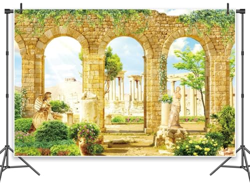Leowefowa Romantischer Griechenland-Palast-Garten-Bild-Hintergrund, 3 x 2,4 m, Vinyl, antiker Steinbogen, Hintergrund für Fotografie, für Portrait, Fotoshooting, Zimmer, Wanddekoration Leowefowa Romantischer Griechenland-Palast-Garten-Bild-Hintergrund, 3 x 2,4 m, Vinyl, antiker Steinbogen, Hintergrund für Fotografie, für Portrait, Fotoshooting, Zimmer, Wanddekoration von Leowefowa