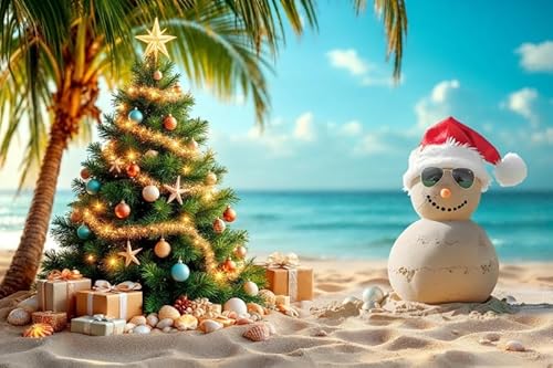 Leowefowa Weihnachtsfeier-Dekoration, Weihnachtsdekoration, Vinyl, 3 x 2,4 m, Hawaiianischer Weihnachtsmann, Schneemann, Hintergründe für Fotoshooting, tropischer Strand, Weihnachtsbaum, Banner Leowefowa Weihnachtsfeier-Dekoration, Weihnachtsdekoration, Vinyl, 3 x 2,4 m, Hawaiianischer Weihnachtsmann, Schneemann, Hintergründe für Fotoshooting, tropischer Strand, Weihnachtsbaum, Banner von Leowefowa
