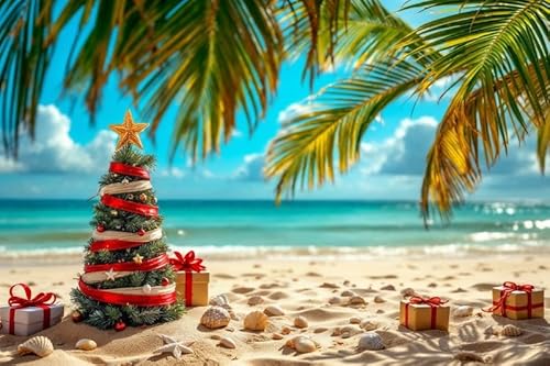 Leowefowa Weihnachtsfeier-Dekorationen für Juli, 3 x 2,4 m, Vinyl, Sommer, Meer, tropischer Strand, Foto-Hintergründe, hawaiianischer Weihnachtsmann, Schneemann, Hintergrund für Fotografie Leowefowa Weihnachtsfeier-Dekorationen für Juli, 3 x 2,4 m, Vinyl, Sommer, Meer, tropischer Strand, Foto-Hintergründe, hawaiianischer Weihnachtsmann, Schneemann, Hintergrund für Fotografie von Leowefowa