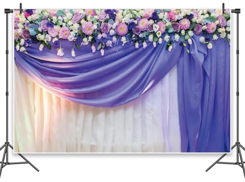 Leowefowa Weißer Vorhanghintergrund für Fotoshootings, 3 x 2,4 m, Vinyl, romantische Blumen, Wand, Violett, Fotografie-Hintergrund für Verlobung, Empfang, Zeremonie, Party, Banner, Braut, Hochzeit Leowefowa Weißer Vorhanghintergrund für Fotoshootings, 3 x 2,4 m, Vinyl, romantische Blumen, Wand, Violett, Fotografie-Hintergrund für Verlobung, Empfang, Zeremonie, Party, Banner, Braut, Hochzeit von Leowefowa