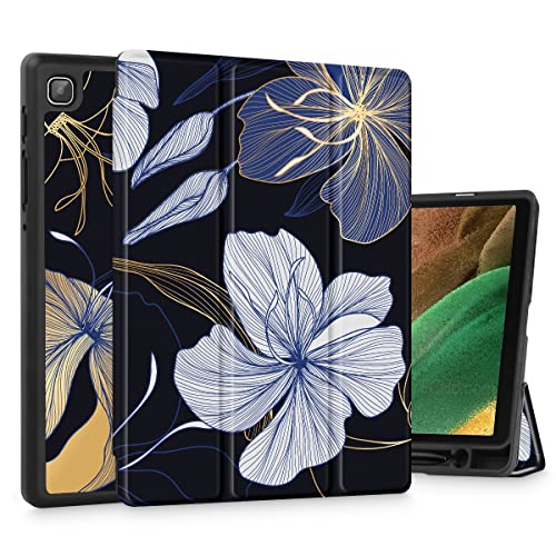 Lepeoac Schutzhülle für Samsung Galaxy Tab A7 Lite 8,7 Zoll 2021 Modell (SM-T220/T225/T227), [Eingebauter Stifthalter] Ultra Dünn Leicht Weich TPU Schutzhülle Tri-Fold Stand Back Cover Luxus Gold von Lepeoac