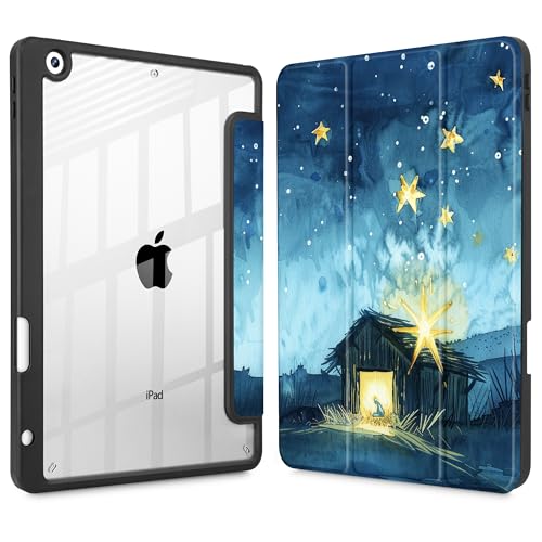 Lepeoac Schutzhülle für iPad 9. Generation mit Stifthalter, iPad 8. / 7. Generation 25,9 cm (10,2 Zoll), integrierter Stifthalter, dreifach faltbarer Ständer, automatische Wake/Sleep-Funktion, klare von Lepeoac