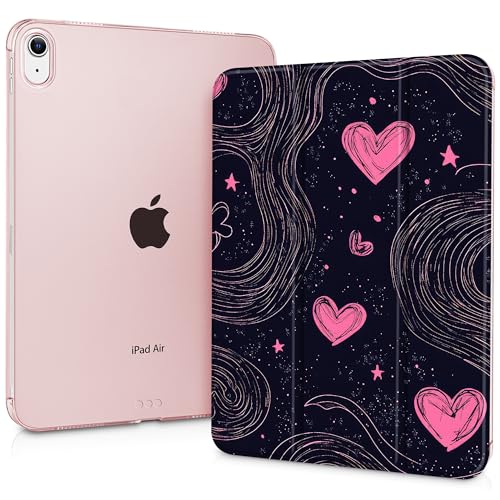 Lepeoac Schutzhülle für iPad Air 11 (M3 2025/M2 2024) 7. 6., iPad Air 4 & 5 11 Zoll 5. 4. (2022/2020), schlanke Standhülle mit harter, durchscheinender Rückseite, automatischer Wake/Sleep, Herz und von Lepeoac