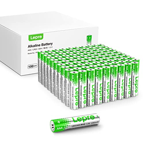 Lepro AAA-Batterien, 100 Stück, 1200mAh, 3-in-1-Alkalibatterien, 1,5Volt, auslaufsicher, korrosionsbeständig, LR03 MN2400 AAA-Batteriepack für Uhren, Fernbedienungs, Maus, Taschenlampe UVM von Lepro